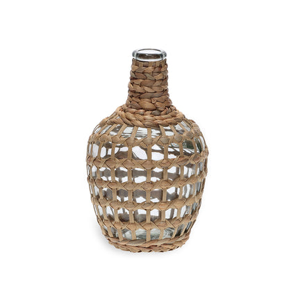 Vaso Decorativo em Vidro com Fibra Natural 26cm