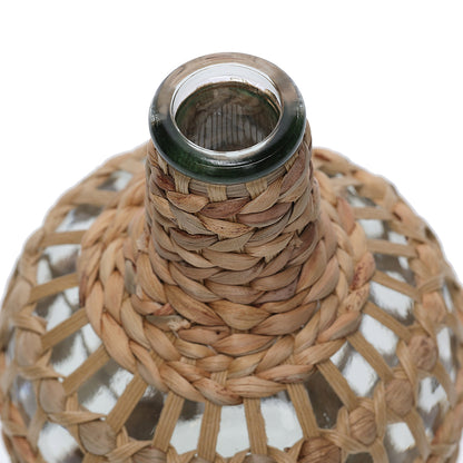 Vaso Decorativo em Vidro com Fibra Natural 26cm