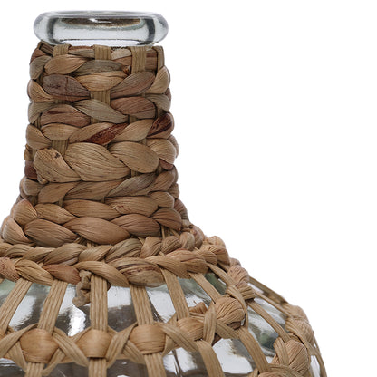 Vaso Decorativo em Vidro com Fibra Natural 26cm