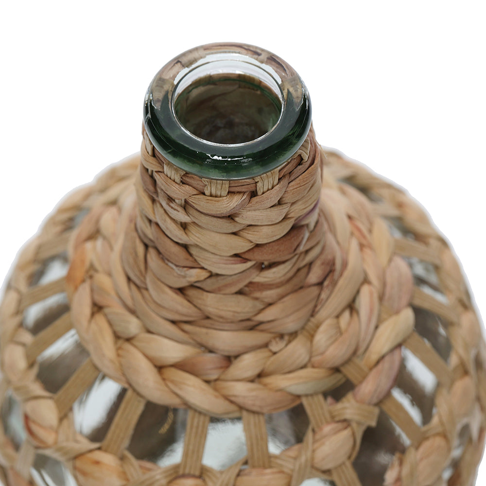 Vaso Decorativo em Vidro com Fibra Natural 20,5cm