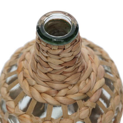 Vaso Decorativo em Vidro com Fibra Natural 20,5cm