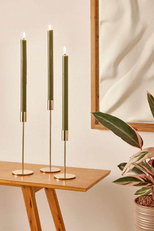 Castiçal Porta-Vela em Metal Dourado Minimalista