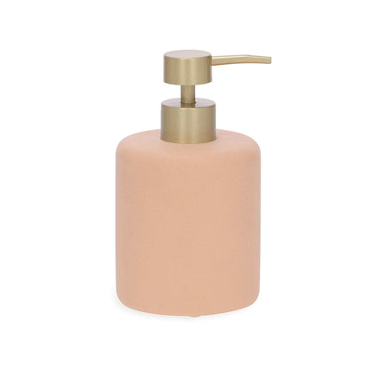Dispenser para Sabonete Líquido Rosa Matte com Válvula Dourada
