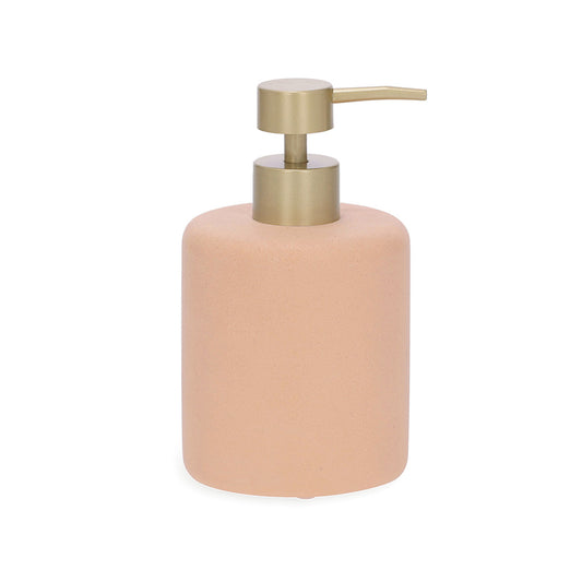 Dispenser para Sabonete Líquido Rosa Matte com Válvula Dourada