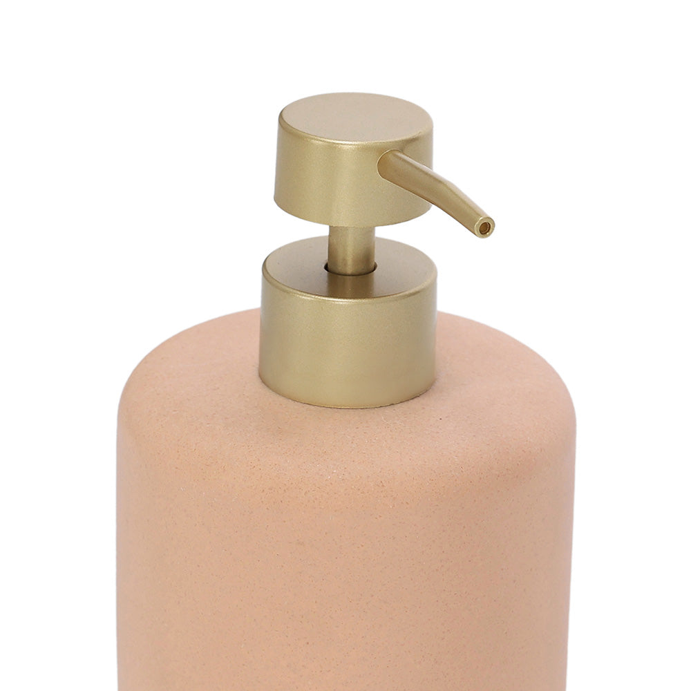 Dispenser para Sabonete Líquido Rosa Matte com Válvula Dourada
