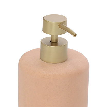 Dispenser para Sabonete Líquido Rosa Matte com Válvula Dourada