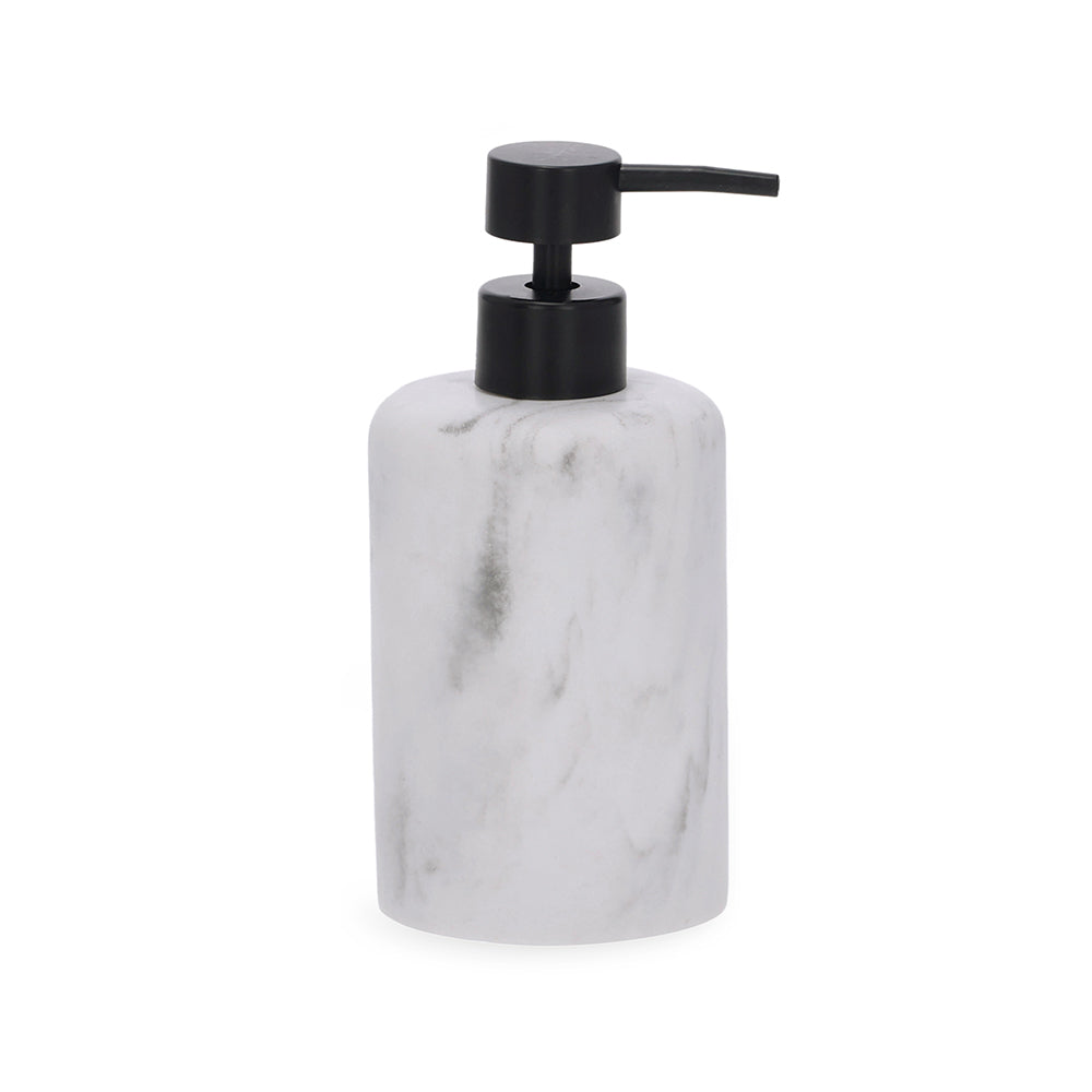 Porta Sabonete Líquido Estilo Mármore Branco e Preto