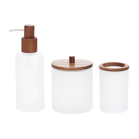 Conjunto de Banheiro em Vidro e Madeira | Estética Natural que Encanta