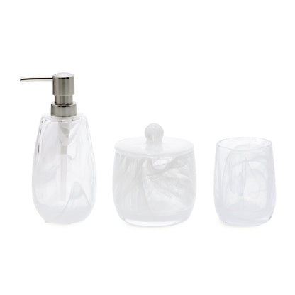 Kit de Banheiro em Vidro com Saboneteira, Porta Escova e Pote com Tampa