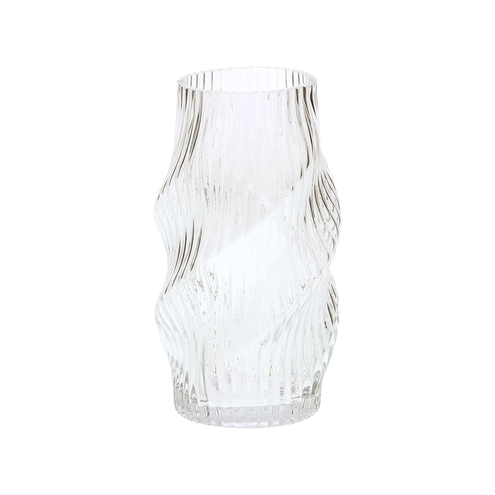 Vaso Decorativo de Vidro Canelado 23cm para Plantas