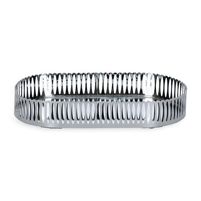 Bandeja Decorativa Oval em Metal Prata M