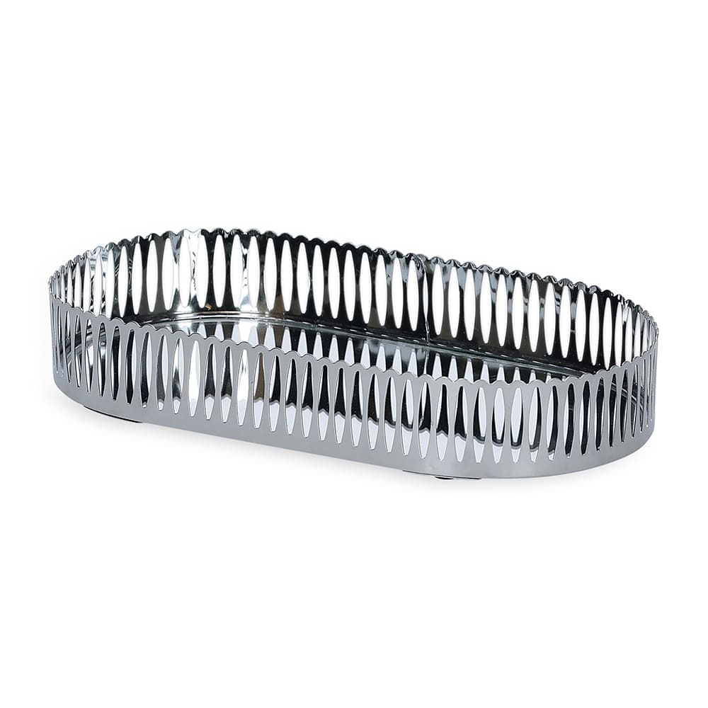 Bandeja Decorativa Oval em Metal Prata M