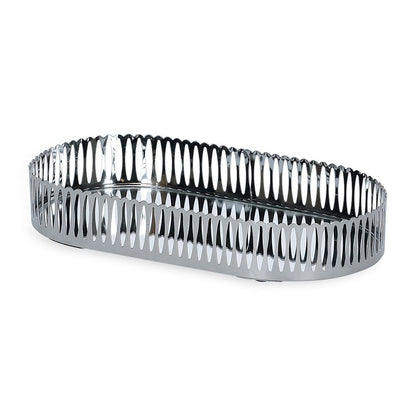 Bandeja Decorativa Oval em Metal Prata M