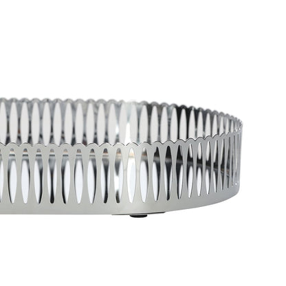 Bandeja Decorativa Oval em Metal Prata G