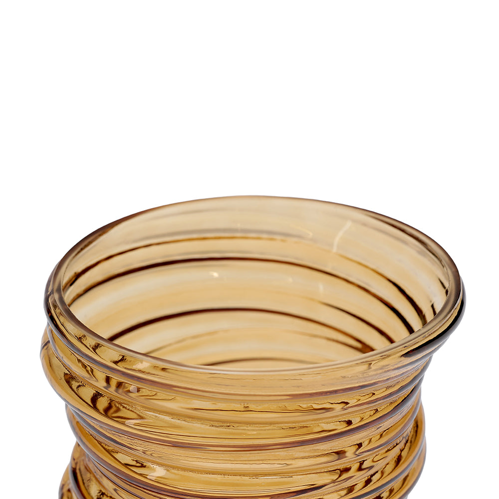 Vaso Decorativo de Vidro Transparente Âmbar Design Ondulado Moderno