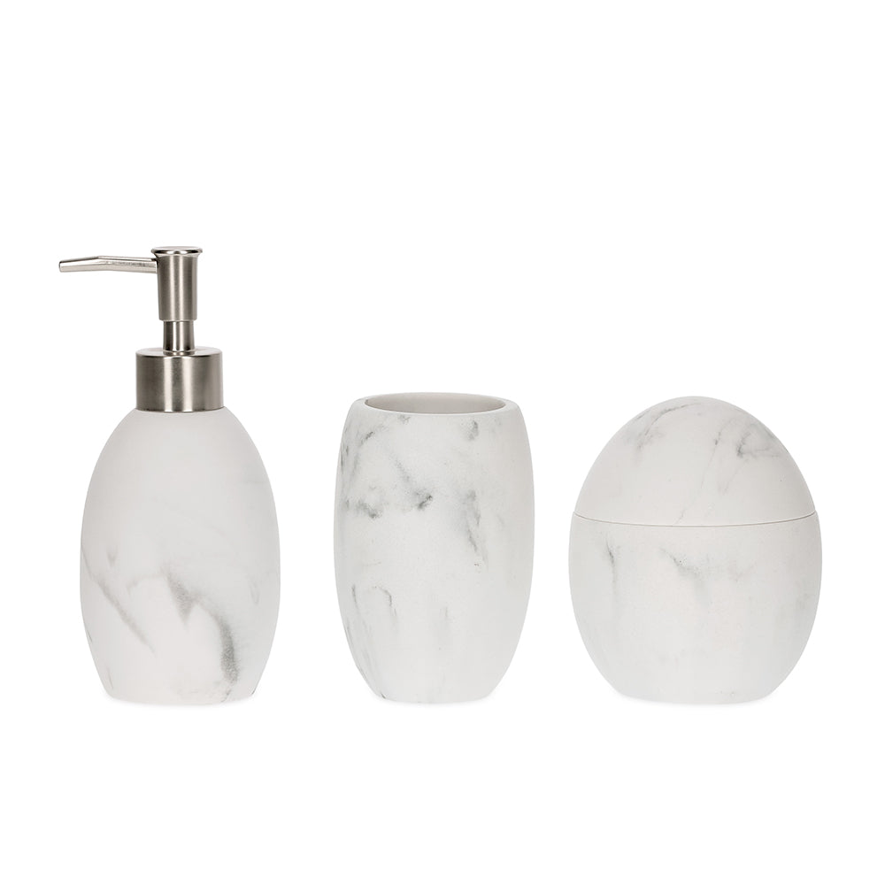 Kit Lavabo Branco MART Completo – Saboneteira, Porta Escova e Pote com Tampa