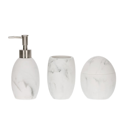 Kit Lavabo Branco MART Completo – Saboneteira, Porta Escova e Pote com Tampa