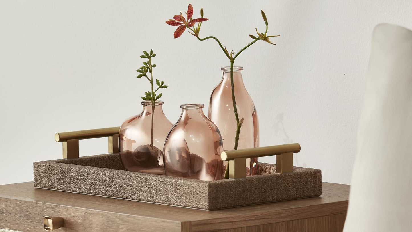 Mini Vaso em Vidro Rosé para Flores