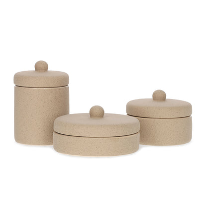 Kit 3 Potes Decorativos Bege para Organização