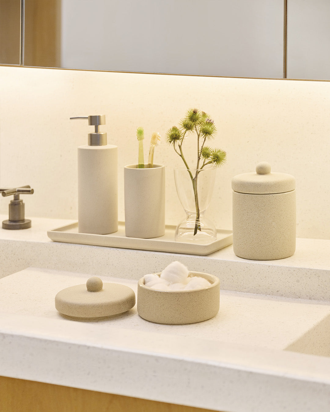 Kit 3 Potes Decorativos Bege para Organização