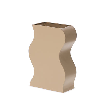 Vaso Decorativo em Metal com Ondas Bege – 28,5 cm