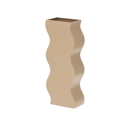 Vaso Decorativo em Metal com Ondas Bege – 40,5 cm