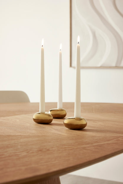 Castiçal em cerâmica Porta-Vela Dourado | Kit com 3 Peças