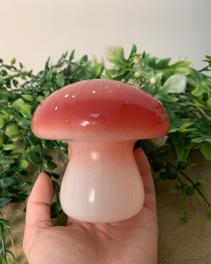 Vaso de Vidro Cogumelo Vermelho Decoração Criativa