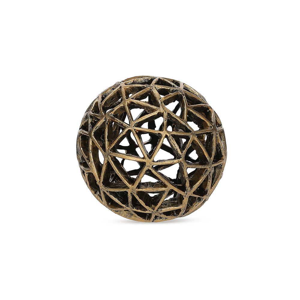 Escultura Esfera Decorativa 10cm Ouro Velho