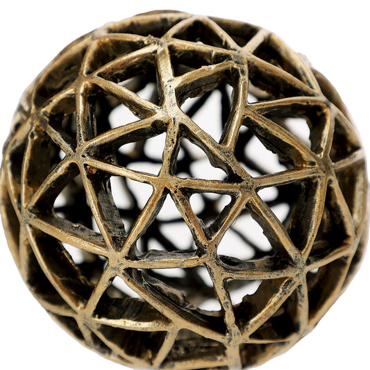 Escultura Esfera Decorativa 10cm Ouro Velho