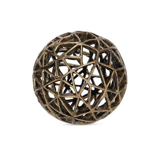 Escultura Esfera Decorativa 14cm Ouro Velho