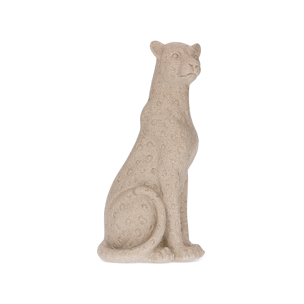 Escultura Leopardo Decorativo para Sala e Escritório 33,5cm