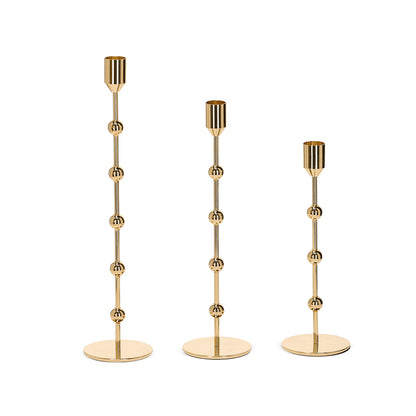 Castiçal em Metal Dourado com Bolinhas | Estilo Maximalista
