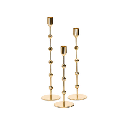 Castiçal em Metal Dourado com Bolinhas | Estilo Maximalista