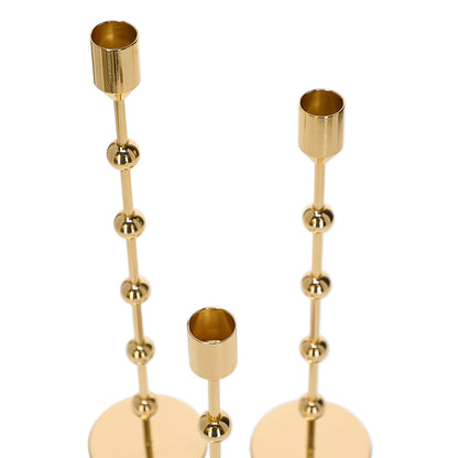 Castiçal em Metal Dourado com Bolinhas | Estilo Maximalista