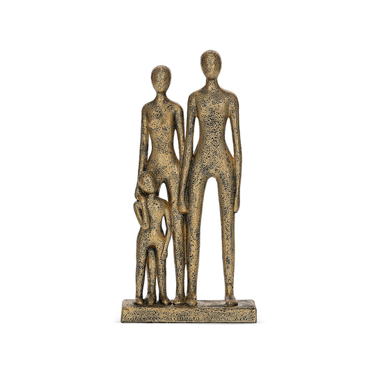 Escultura Família Decorativa Ouro Velho