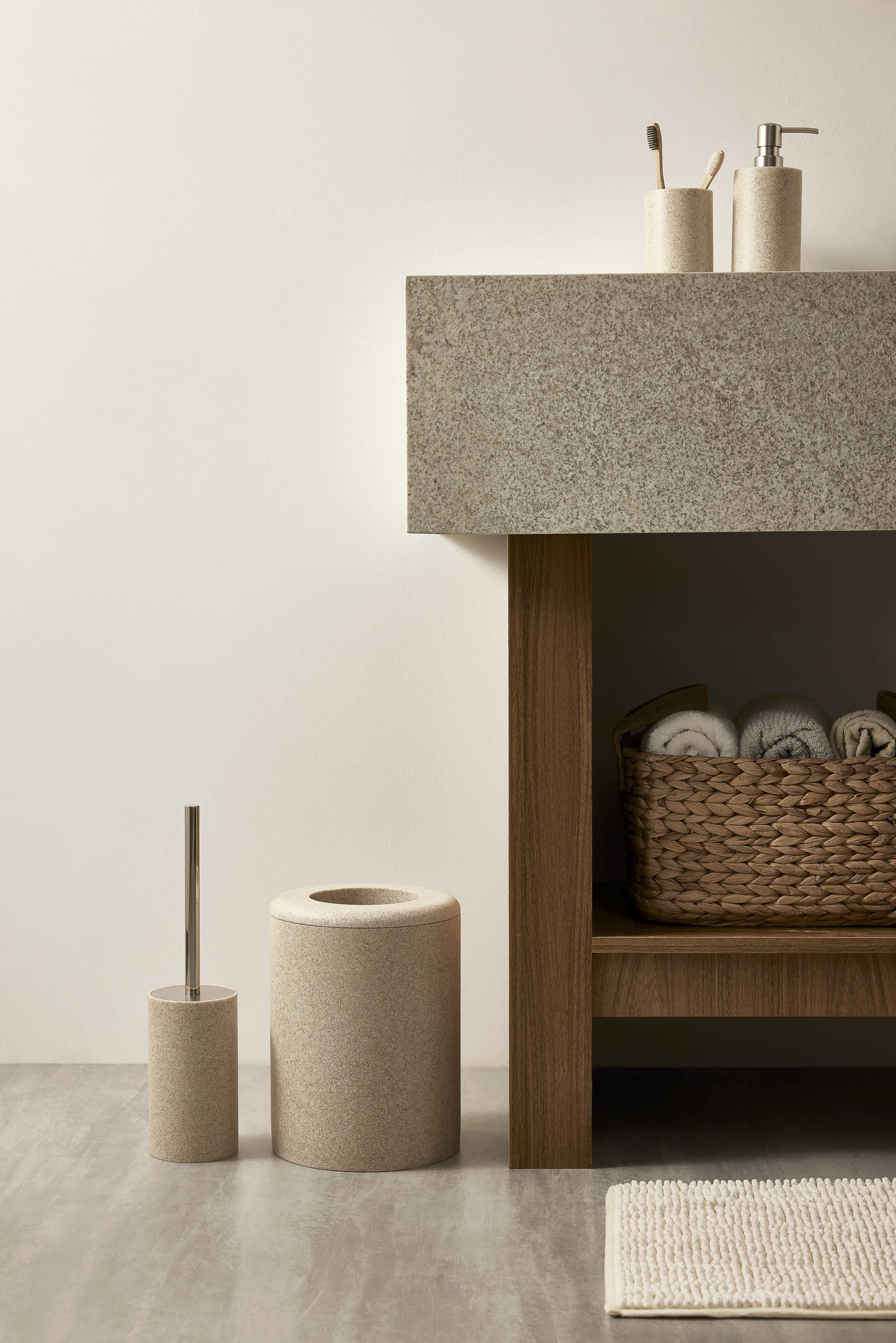 Copo Porta Escova Bege para Banheiro e Lavabo | Terra Suave