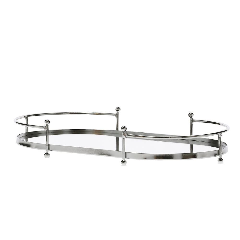 Bandeja Espelhada em Metal Decorativo Moderno e Funcional Média