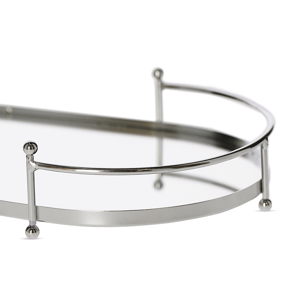 Bandeja Espelhada em Metal Decorativo Moderno e Funcional Média