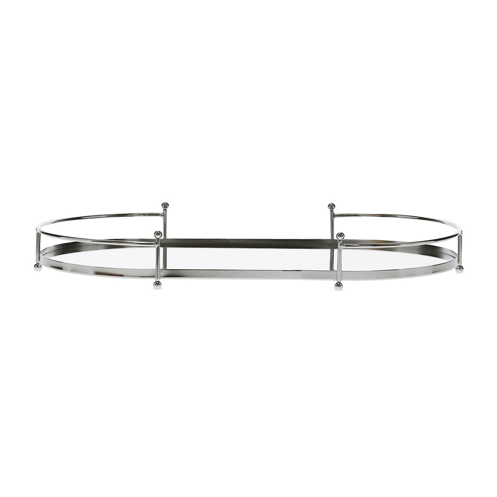 Bandeja Espelhada em Metal Decorativo Moderno e Funcional Grande