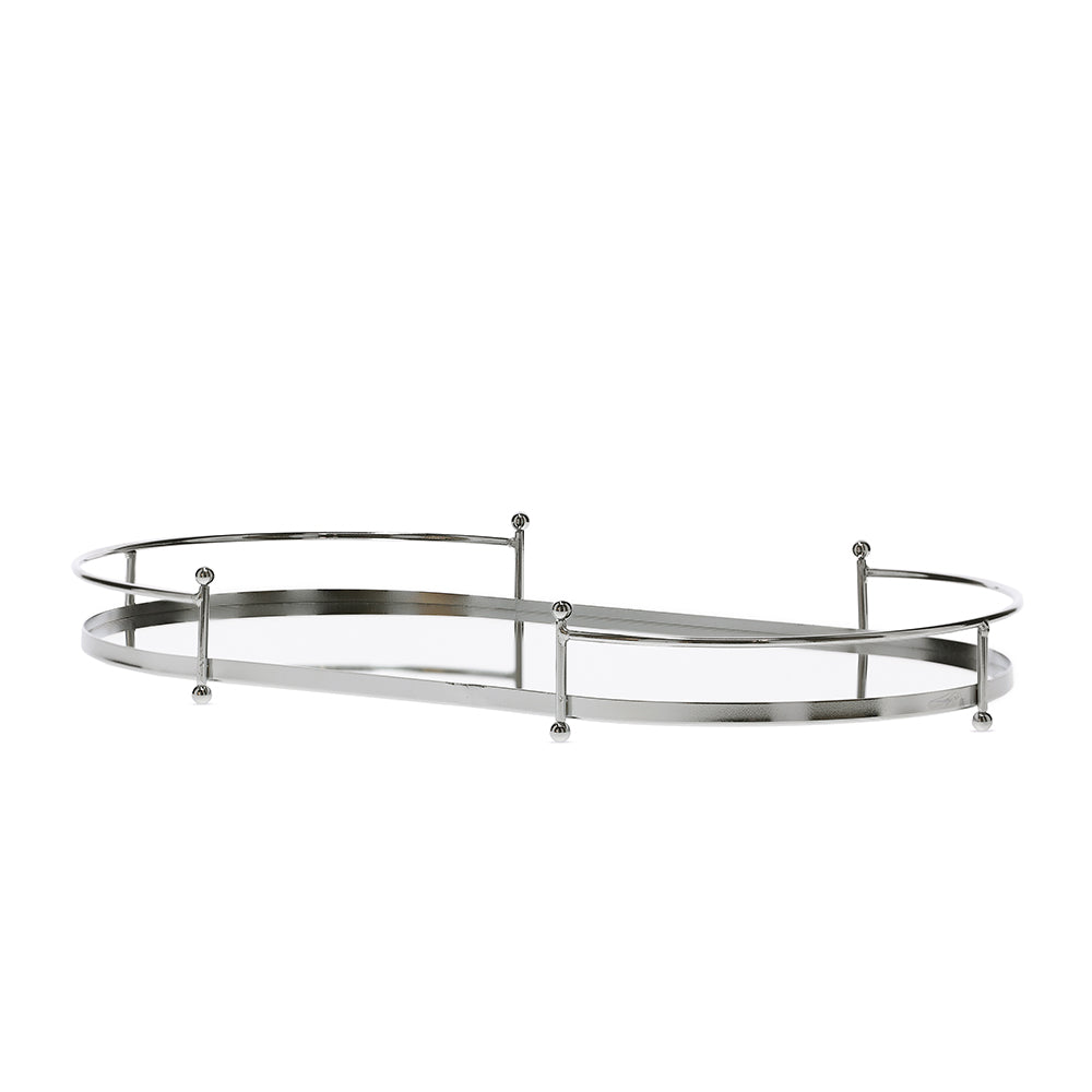 Bandeja Espelhada em Metal Decorativo Moderno e Funcional Grande