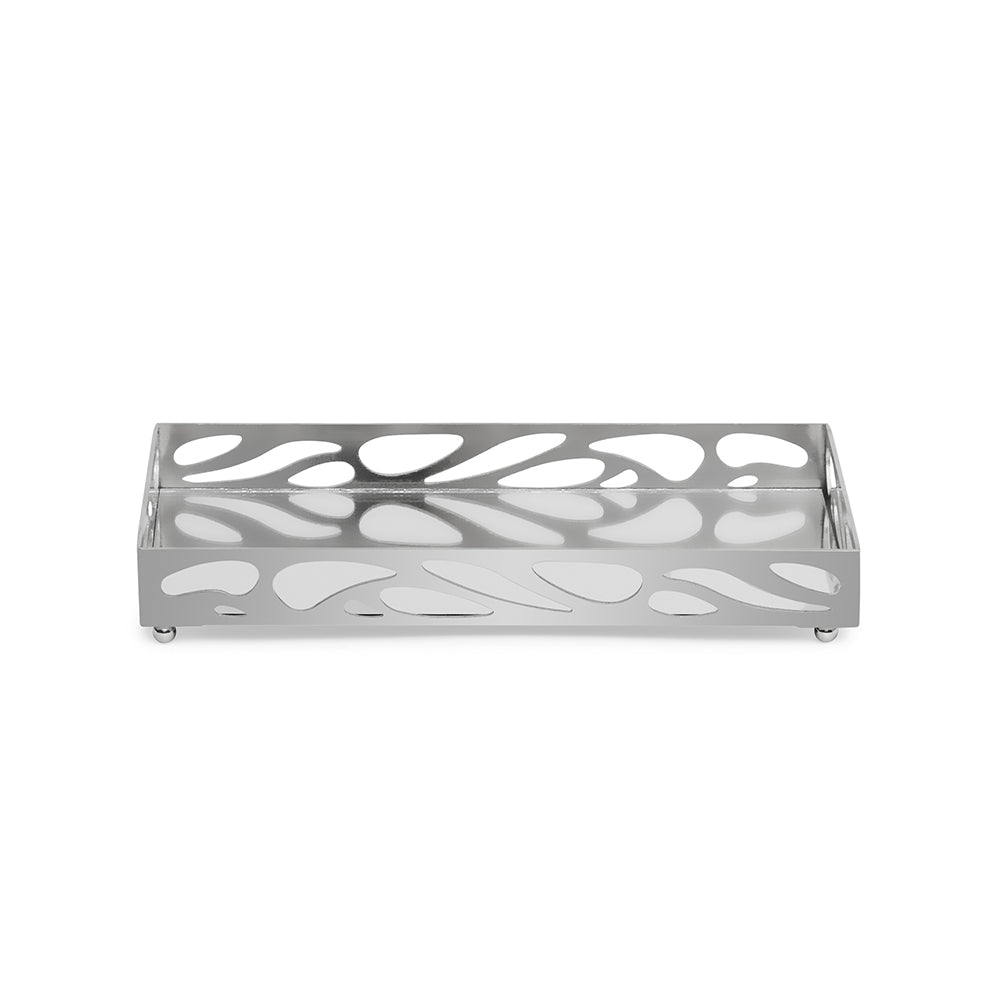 Bandeja em metal com espelho 13x24cm