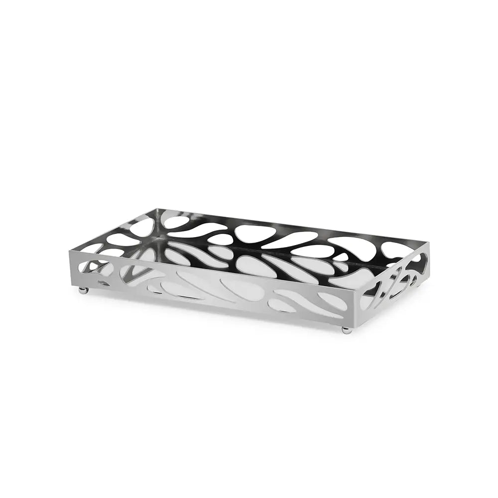 Bandeja Decorativa Espelhada em Metal Prata M