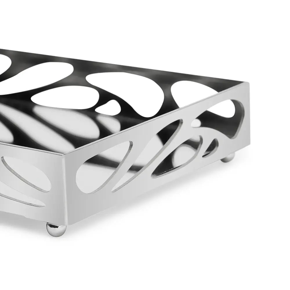 Bandeja Decorativa Espelhada em Metal Prata M