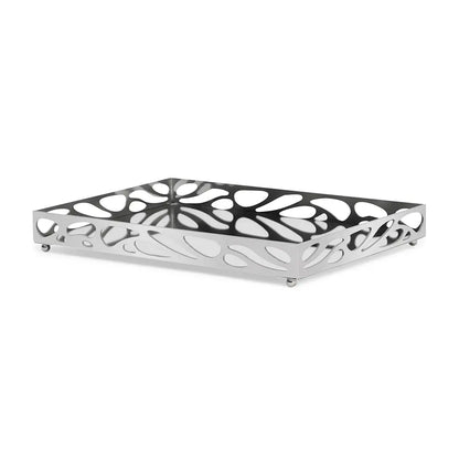 Bandeja Decorativa Espelhada em Metal Prata M