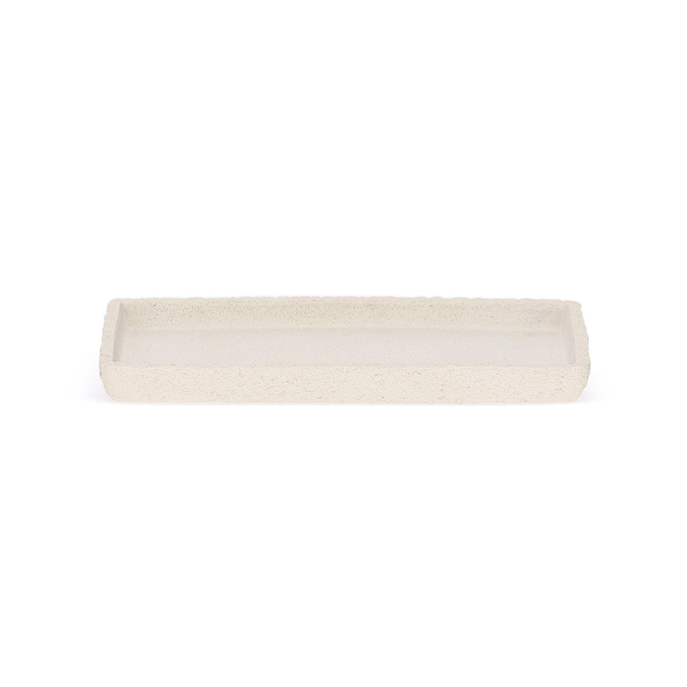 Bandeja Decorativa 24cm Branco Rústico para Banheiro e Lavabo
