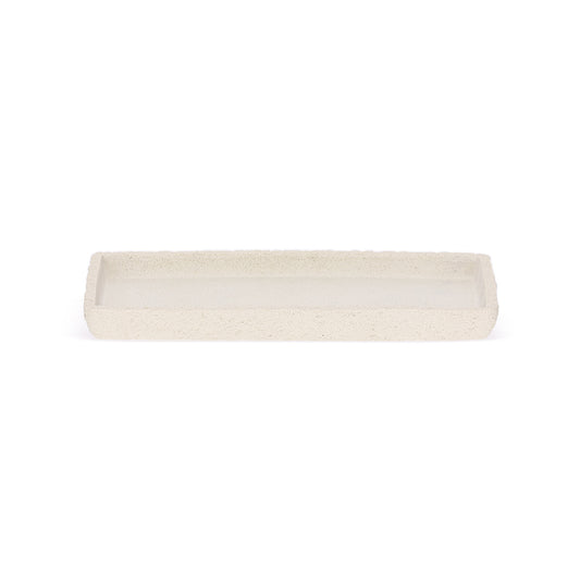 Bandeja Decorativa 24cm Branco Rústico para Banheiro e Lavabo