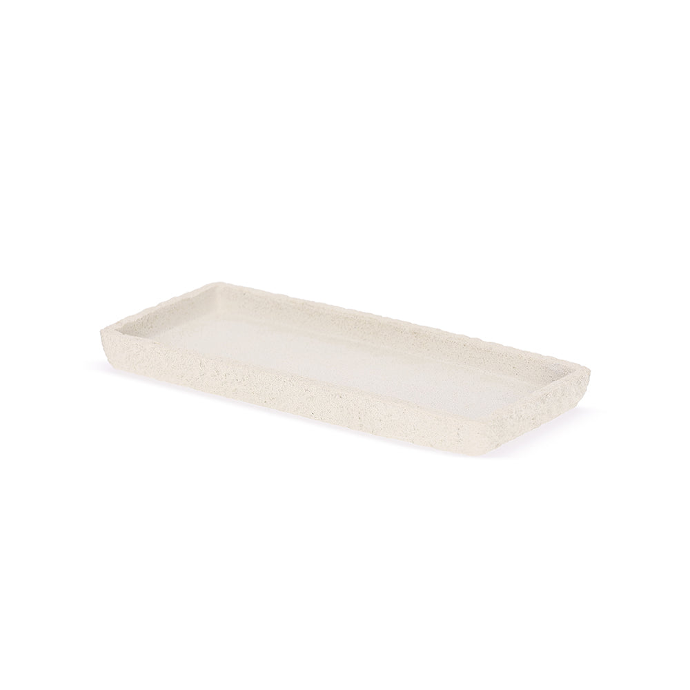 Bandeja Decorativa 24cm Branco Rústico para Banheiro e Lavabo