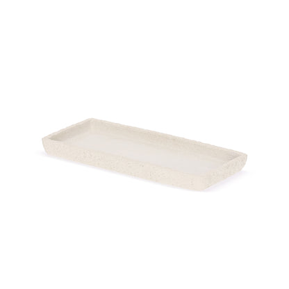 Bandeja Decorativa 24cm Branco Rústico para Banheiro e Lavabo