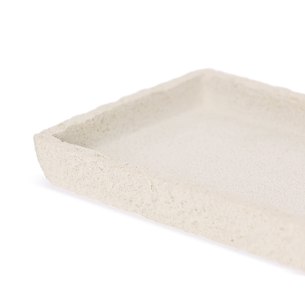 Bandeja Decorativa 24cm Branco Rústico para Banheiro e Lavabo